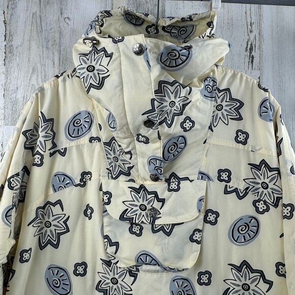 Vtg L.L. Bean Cream Light Yellow Flower Insulated Pull-Over Hooded Jacket Coat M - Picture 6 of 9